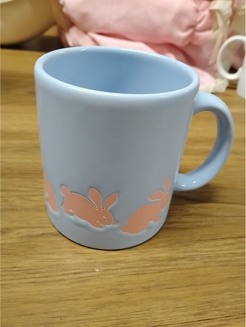 1 Pink, Blue Bunny Rabbit coffee Mug Waechtersbach w Germany